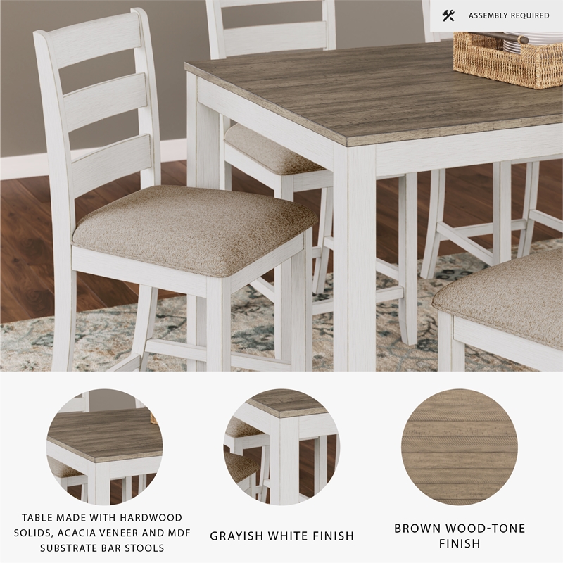 Ashley Furniture Skempton White Counter Height Dining Table Set - Set of 7