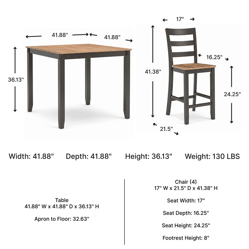 Ashley Furniture Gesthaven Brown Counter Height Dining Table Set - Set of 5