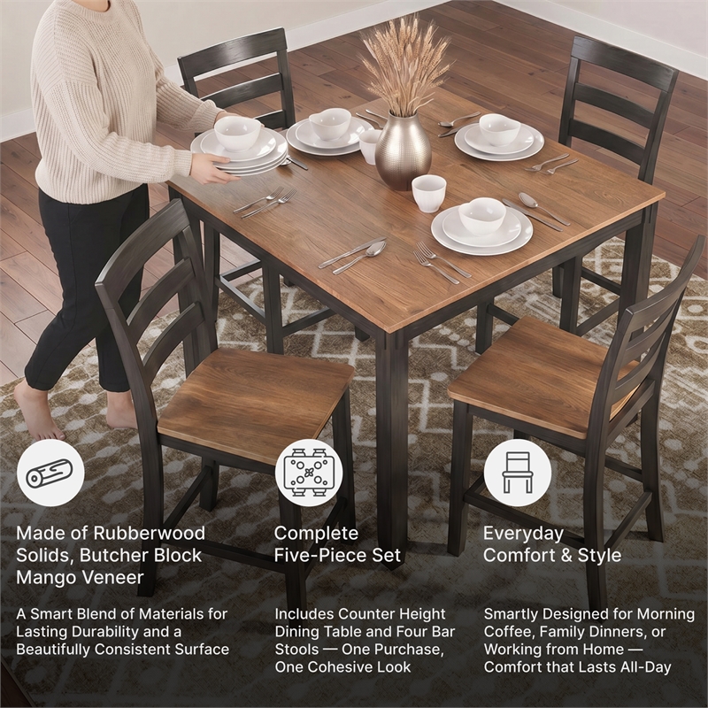 Ashley Furniture Gesthaven Brown Counter Height Dining Table Set - Set of 5