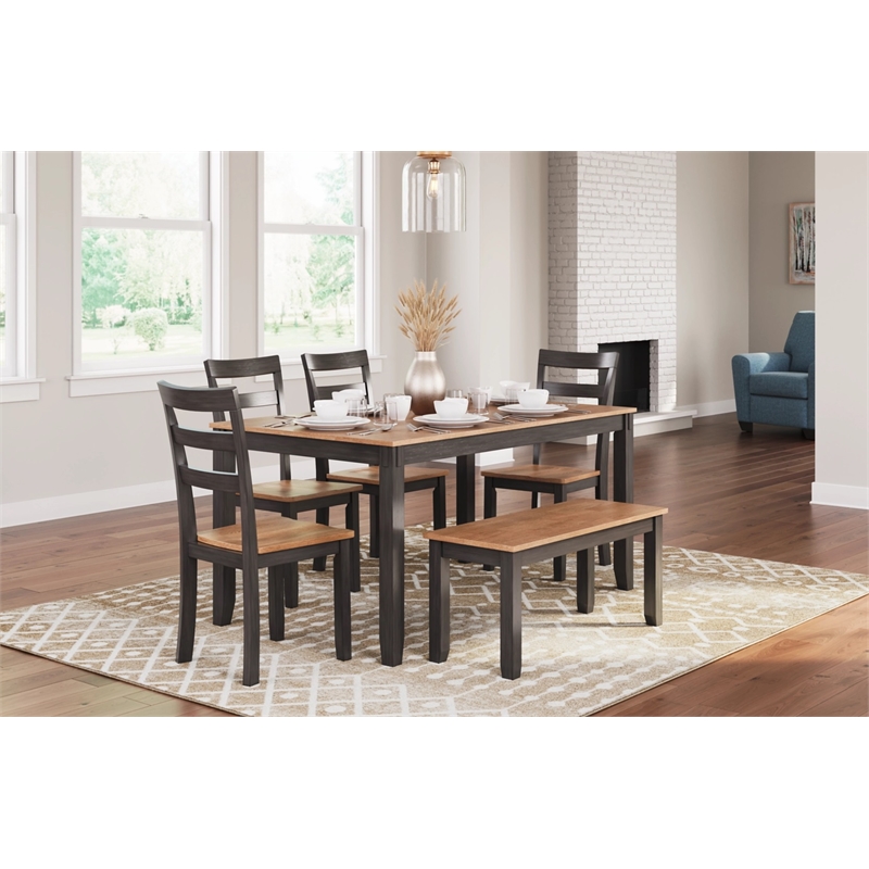 Signature Design by Ashley Gesthaven Natural & Brown Dining Table Set - Set of 6