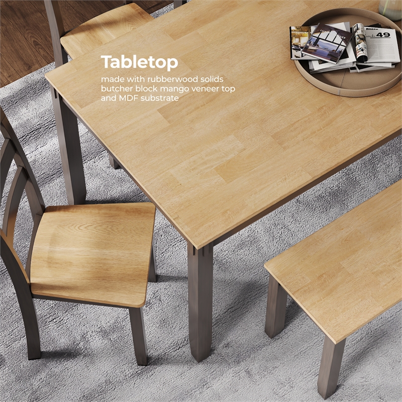 Signature Design by Ashley Gesthaven Natural & Brown Dining Table Set - Set of 6