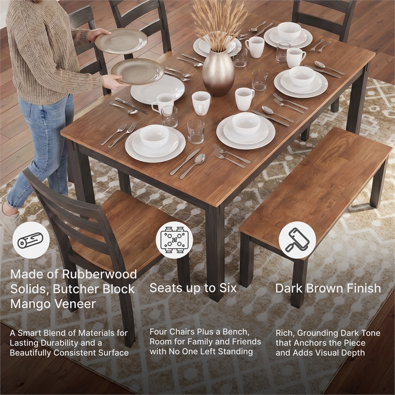 Signature Design by Ashley Gesthaven Natural & Brown Dining Table Set - Set of 6
