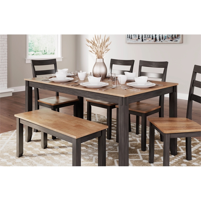 Signature Design by Ashley Gesthaven Natural & Brown Dining Table Set - Set of 6