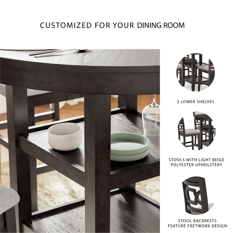 Ashley Furniture Langwest Brown Counter Height Dining Table Set - Set of 5