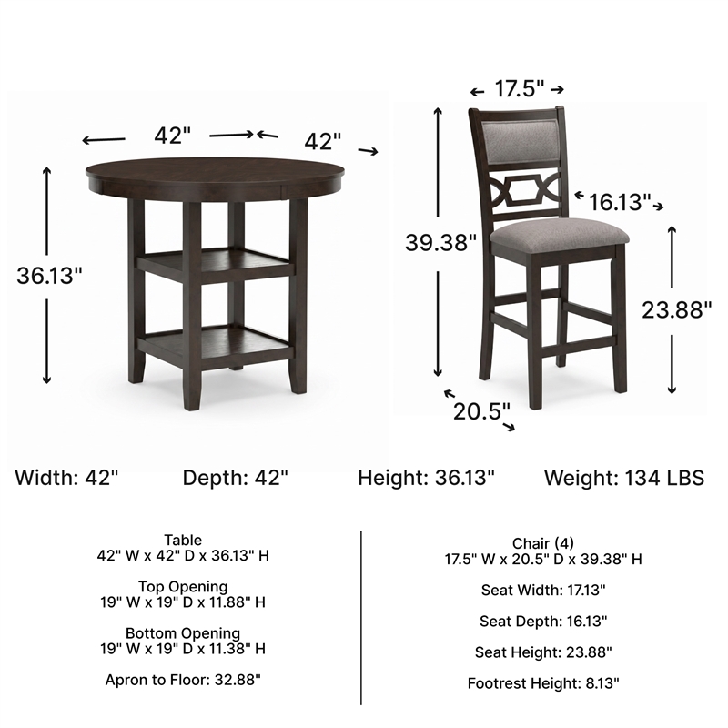 Ashley Furniture Langwest Brown Counter Height Dining Table Set - Set of 5