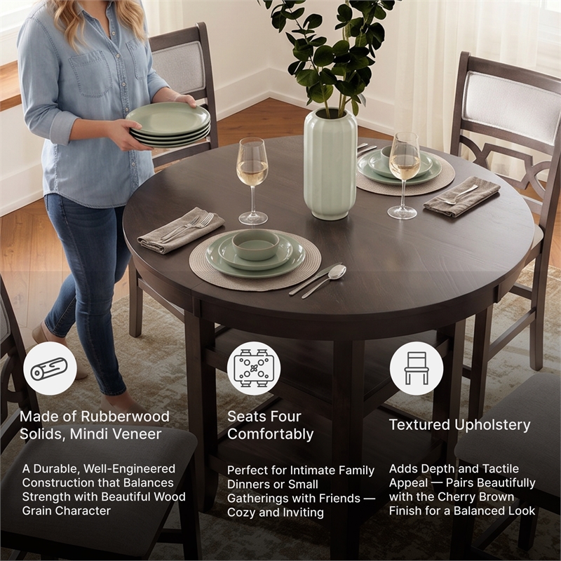 Ashley Furniture Langwest Brown Counter Height Dining Table Set - Set of 5