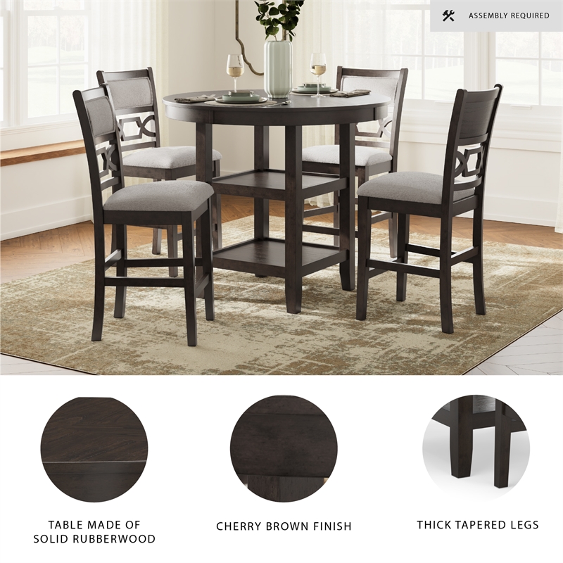 Ashley Furniture Langwest Brown Counter Height Dining Table Set - Set of 5