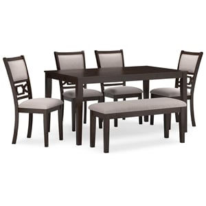Ashley Furniture Langwest Brown Dining Table and 4 Chairs and Bench - Set of 6