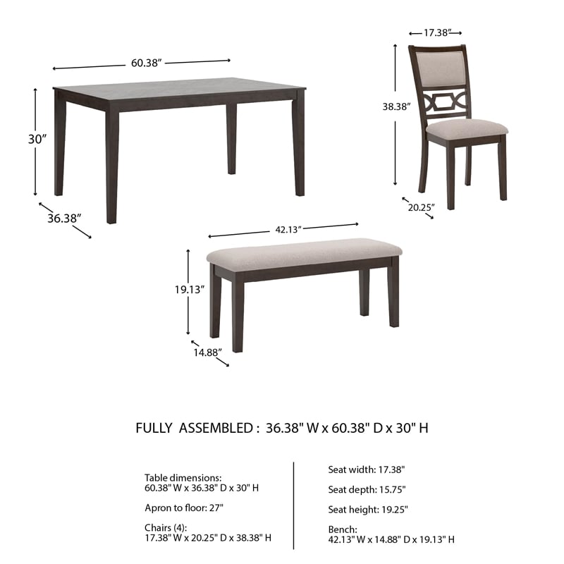 Ashley Furniture Langwest Brown Dining Table and 4 Chairs and Bench - Set of 6