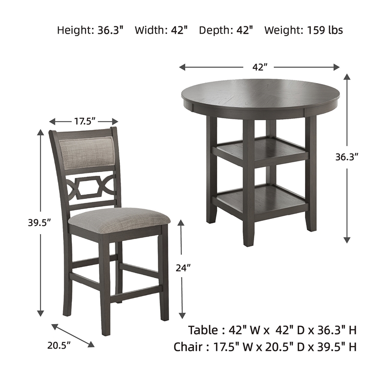 Ashley Furniture Wrenning Gray Counter Height Dining Table Set - Set of 5
