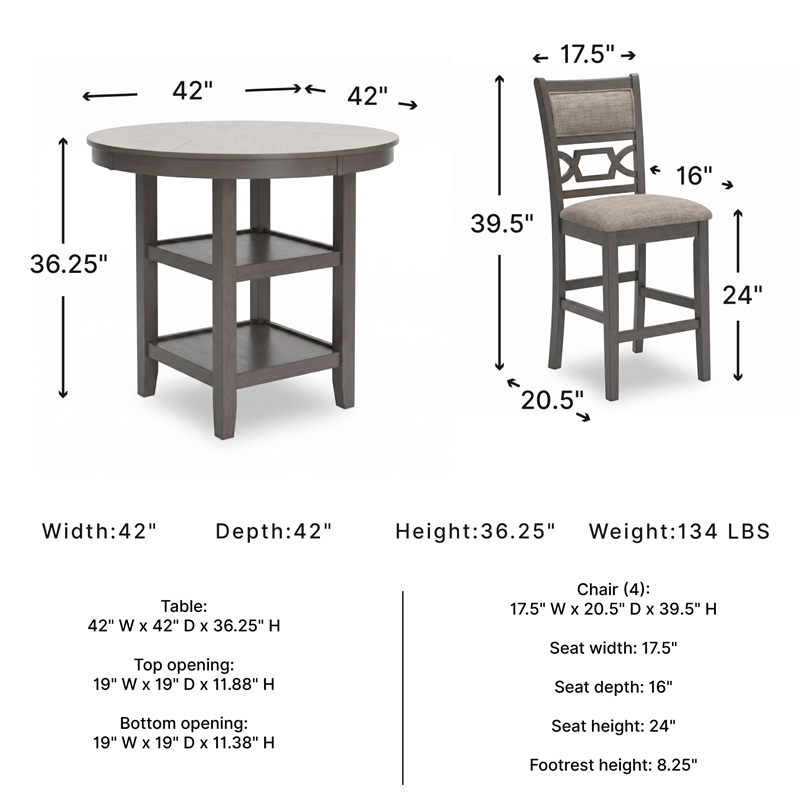 Ashley Furniture Wrenning Gray Counter Height Dining Table Set - Set of 5