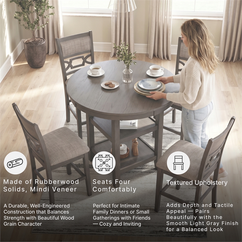 Ashley Furniture Wrenning Gray Counter Height Dining Table Set - Set of 5