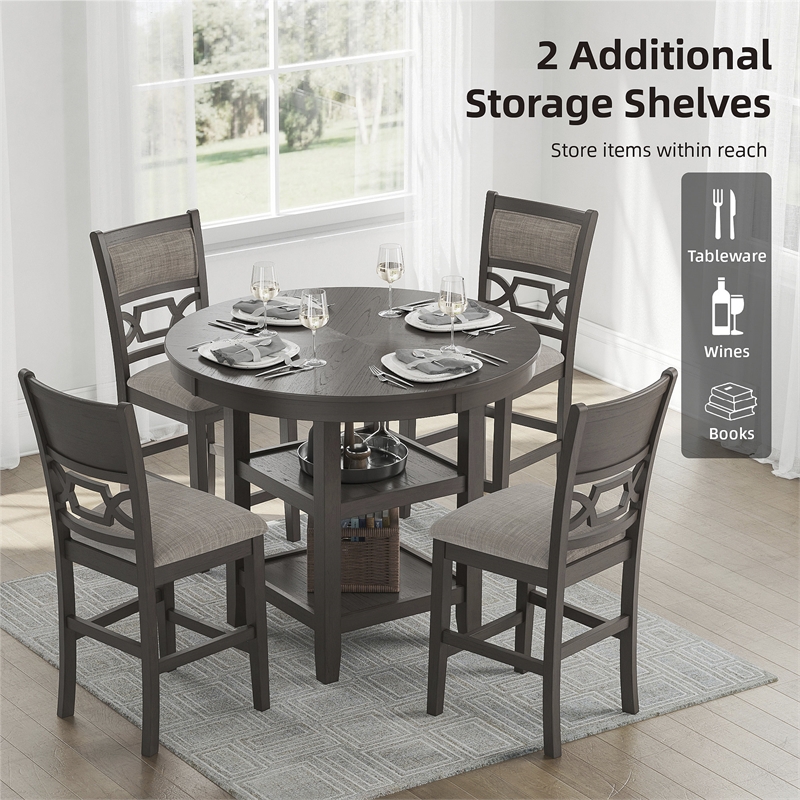 Ashley Furniture Wrenning Gray Counter Height Dining Table Set - Set of 5
