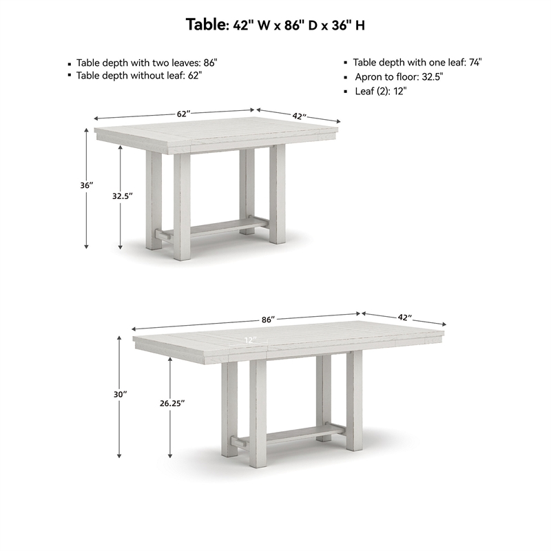 Ashley Furniture Robbinsdale Antique White Counter Height Dining Extension Table