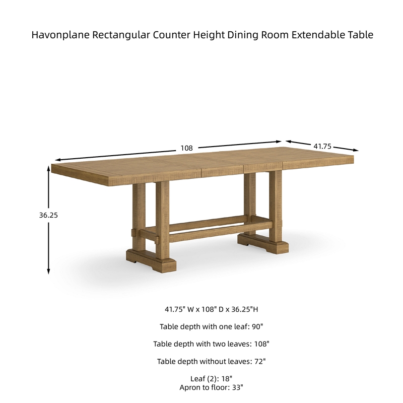 Ashley Furniture Havonplane Brown Counter Height Dining Extension Table