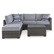 Ashley Furniture Petal Road Gray Outdoor Sectional/Ottoman/Table Set - Set of 4
