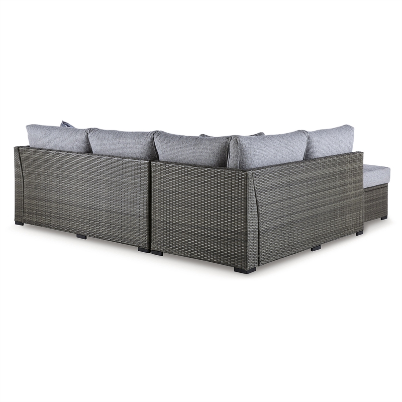 Ashley Furniture Petal Road Gray Outdoor Sectional/Ottoman/Table Set - Set of 4