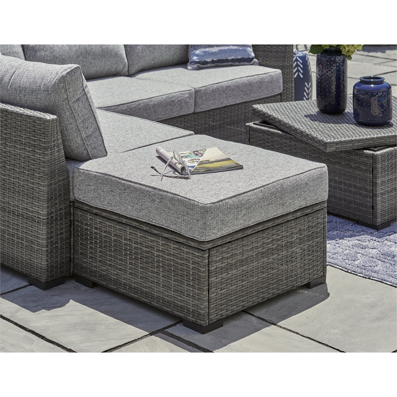 Ashley Furniture Petal Road Gray Outdoor Sectional/Ottoman/Table Set - Set of 4