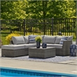 Ashley Furniture Petal Road Gray Outdoor Sectional/Ottoman/Table Set - Set of 4