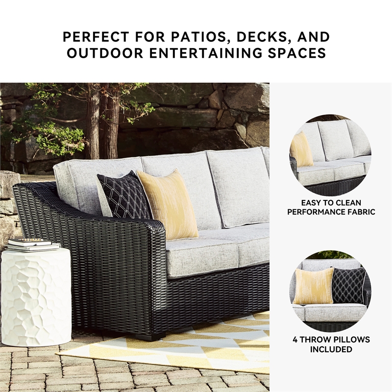 Ashley Furniture Beachcroft Black & Gray 2-Piece Outdoor Loveseat with Cushion