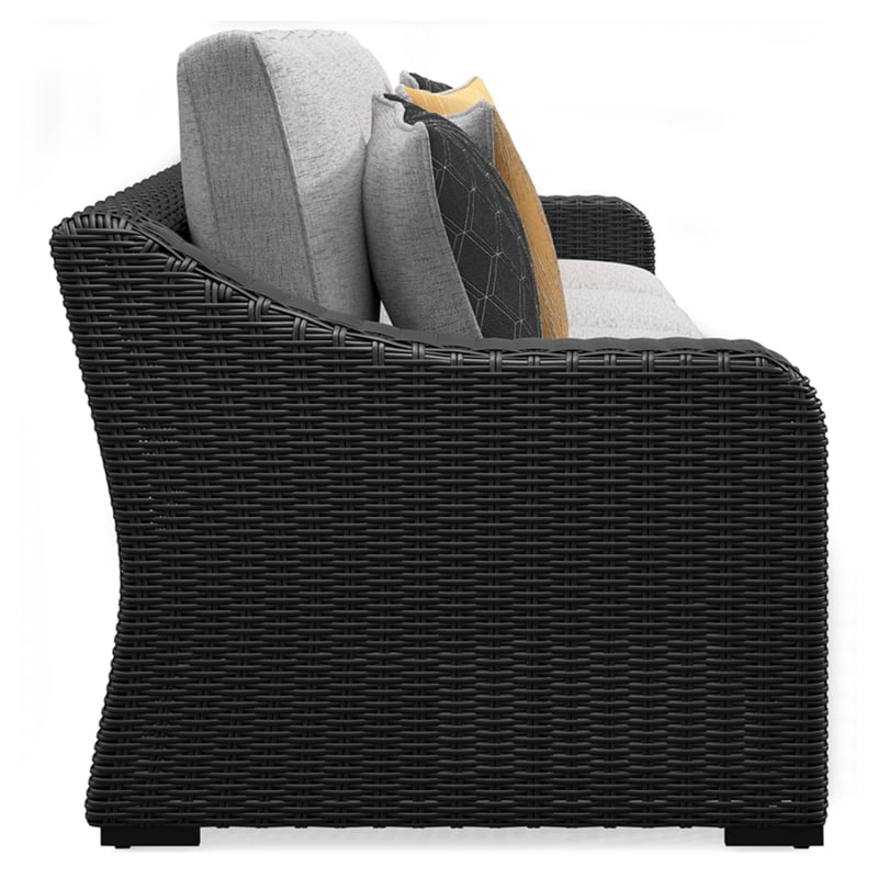 Ashley Furniture Beachcroft Black & Gray 2-Piece Outdoor Loveseat with Cushion