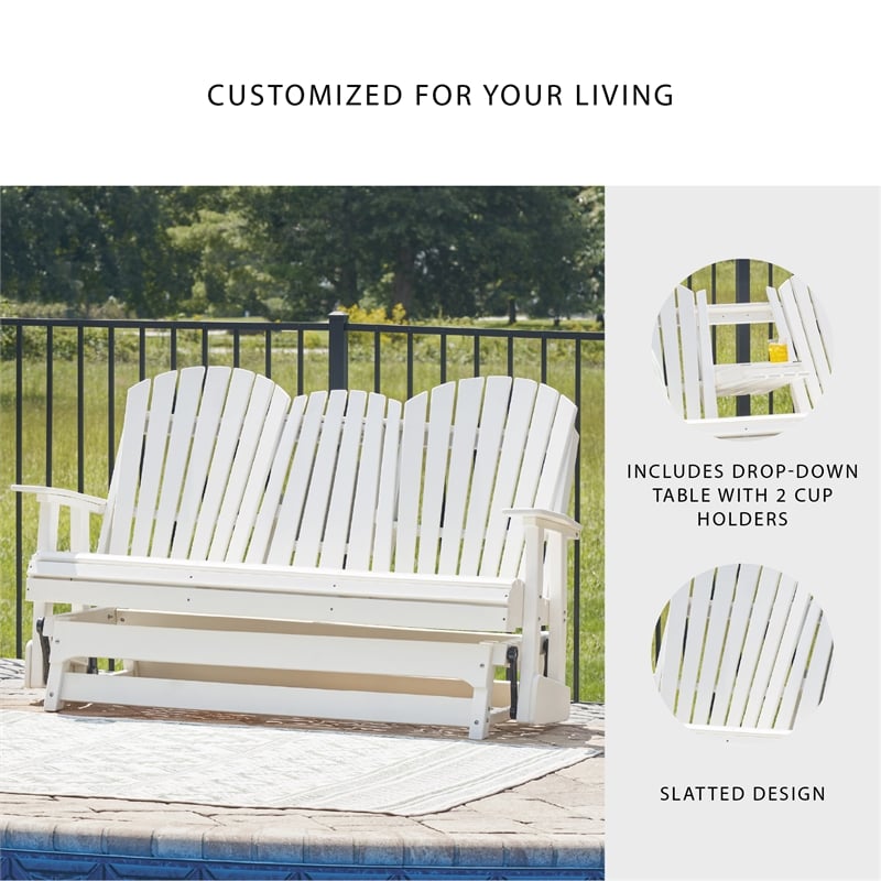 Signature Design by Ashley Hyland wave White Outdoor Glider Loveseat