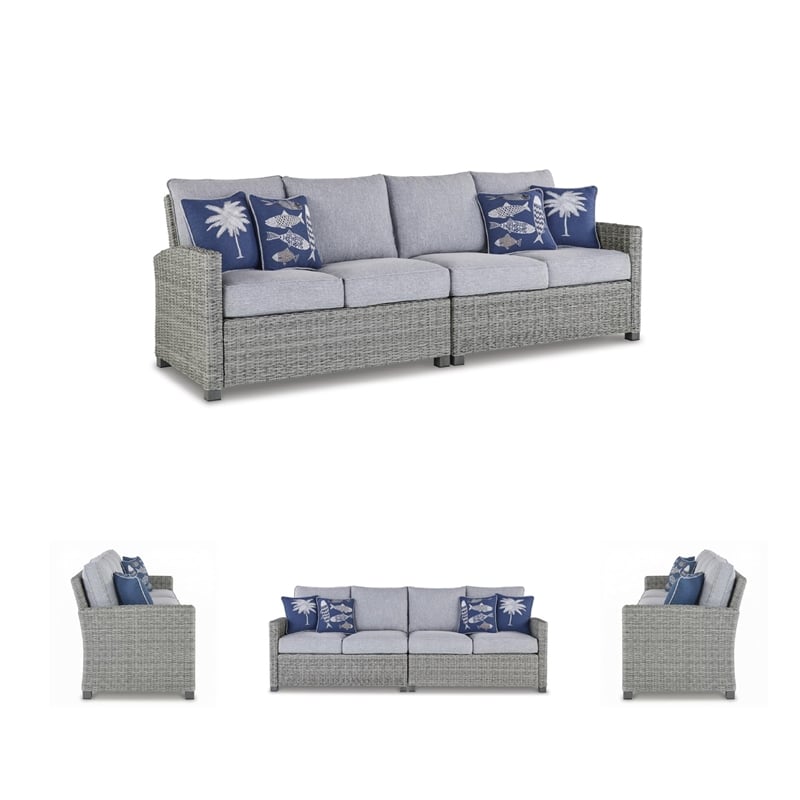 Signature Design by Ashley Naples Beach Light Gray Outdoor Loveseat Set of 2