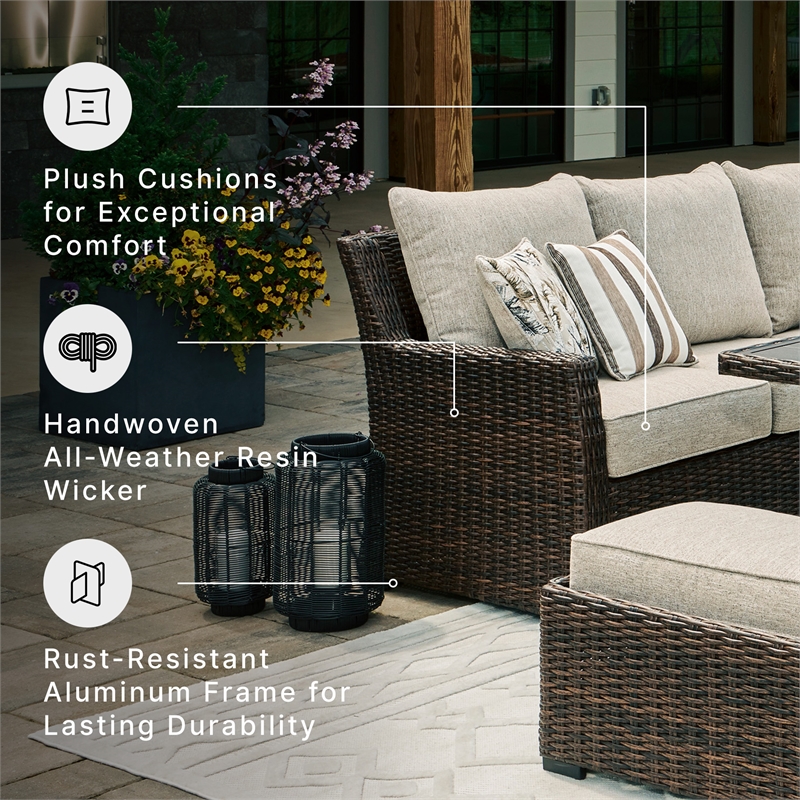 Signature Design by Ashley Brook Ranch Brown Outdoor Sectional - Set of 3
