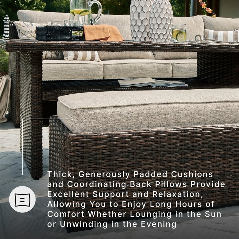 Signature Design by Ashley Brook Ranch Brown Outdoor Sectional - Set of 3