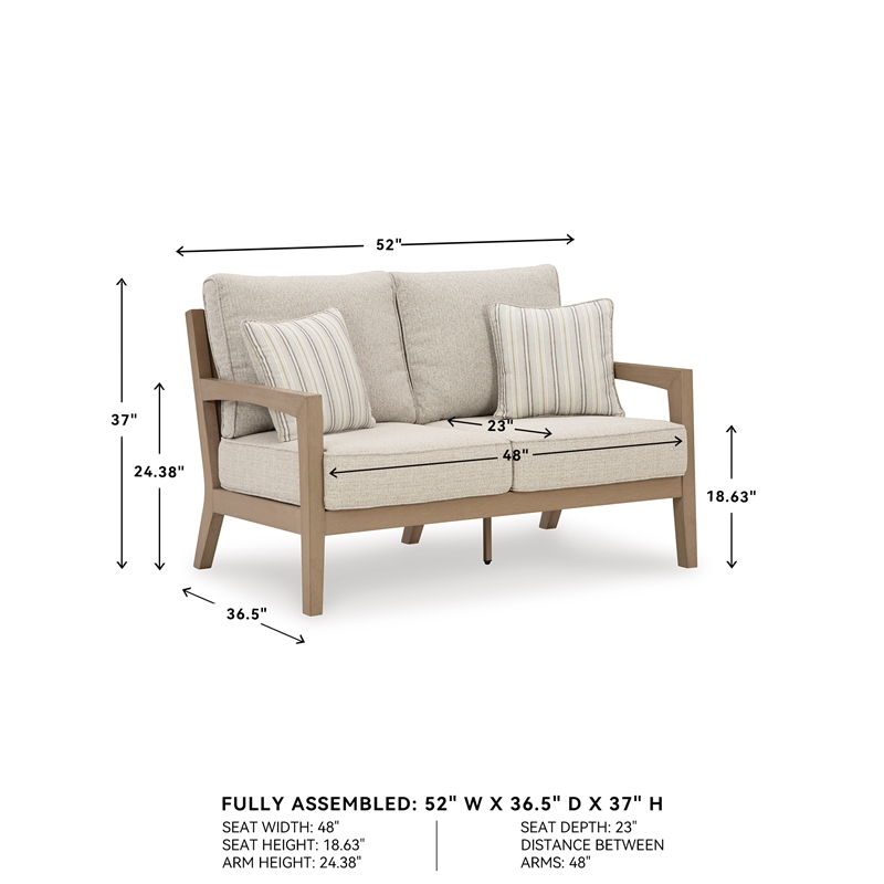 Signature Design by Ashley Hallow Creek Driftwood Outdoor Loveseat with Cushion