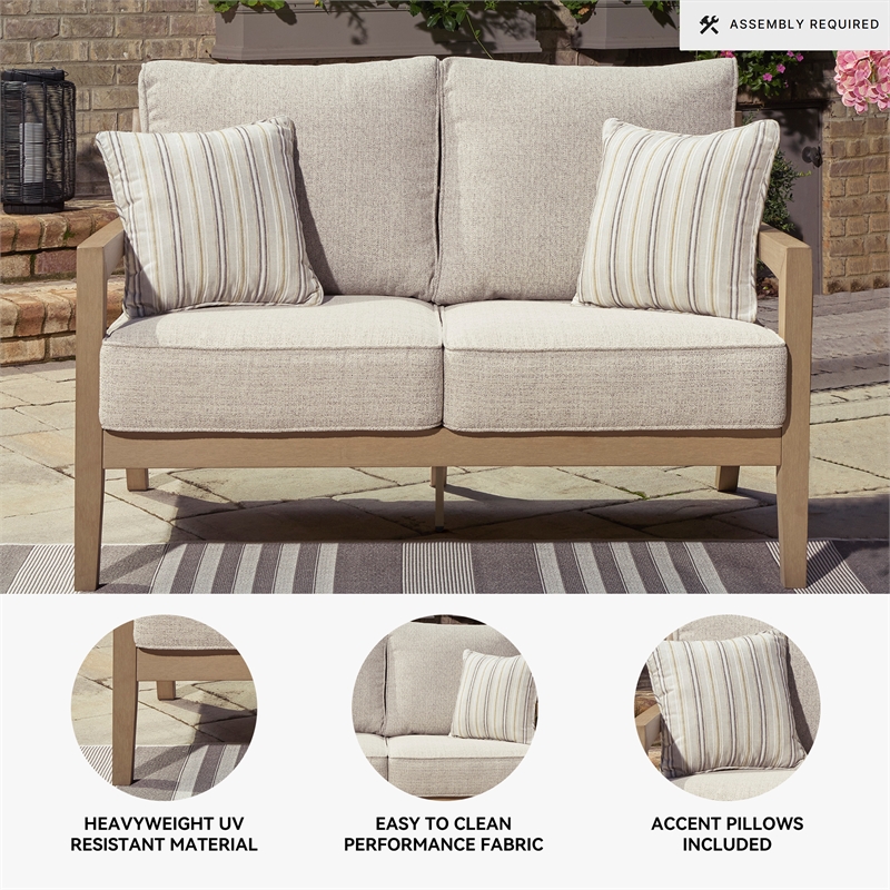Signature Design by Ashley Hallow Creek Driftwood Outdoor Loveseat with Cushion