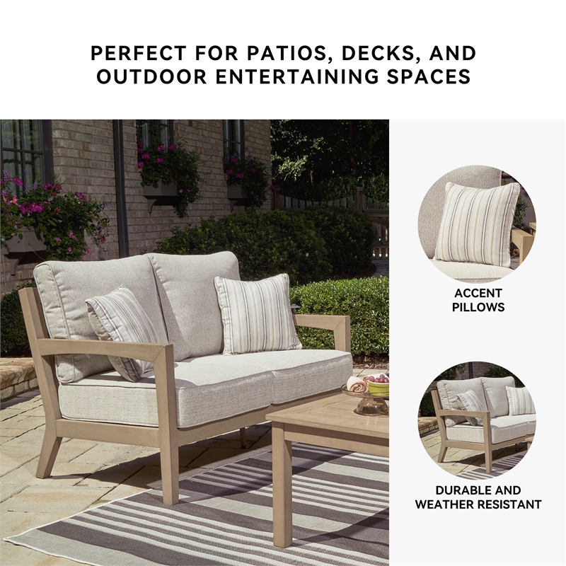 Signature Design by Ashley Hallow Creek Driftwood Outdoor Loveseat with Cushion