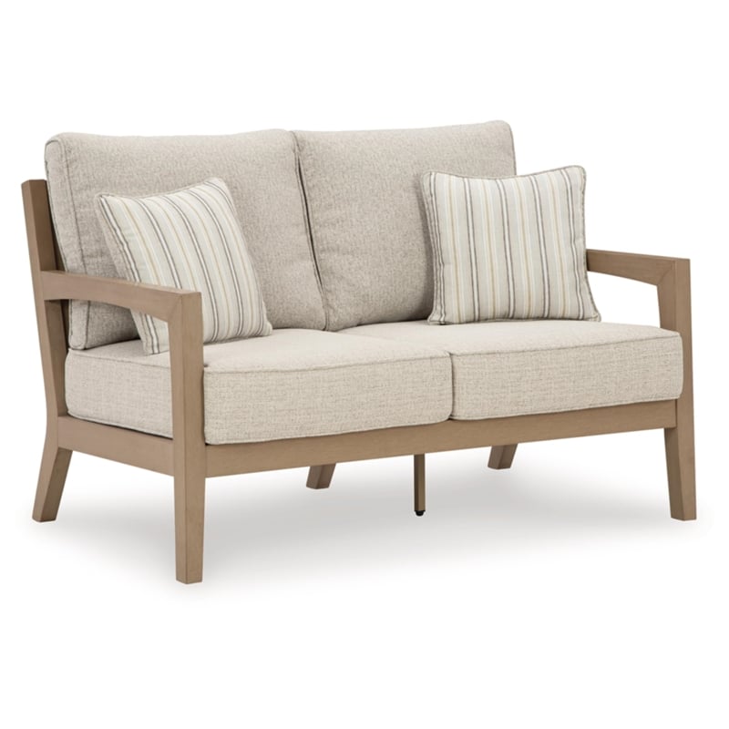Signature Design by Ashley Hallow Creek Driftwood Outdoor Loveseat with Cushion