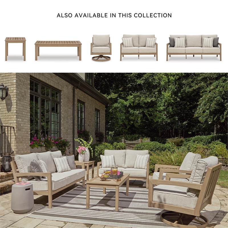 Signature Design by Ashley Hallow Creek Driftwood Outdoor Loveseat with Cushion