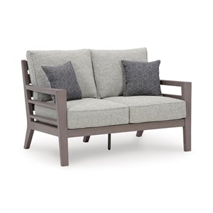 Ashley Furniture Hillside Barn Gray & Brown Outdoor Loveseat with Cushion