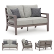 Ashley Furniture Hillside Barn Gray & Brown Outdoor Loveseat with Cushion