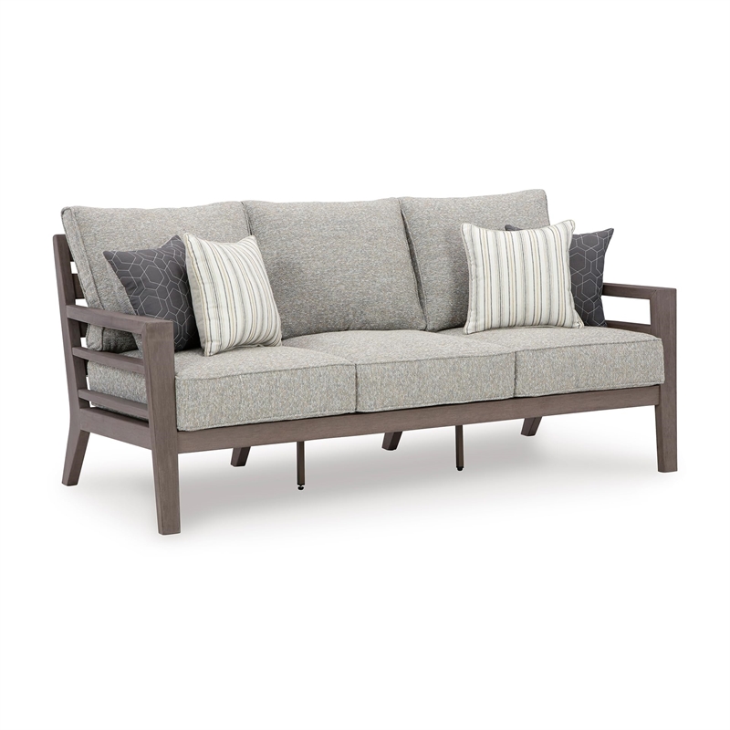 Signature Design by Ashley Hillside Barn Gray & Brown Outdoor Sofa with Cushion