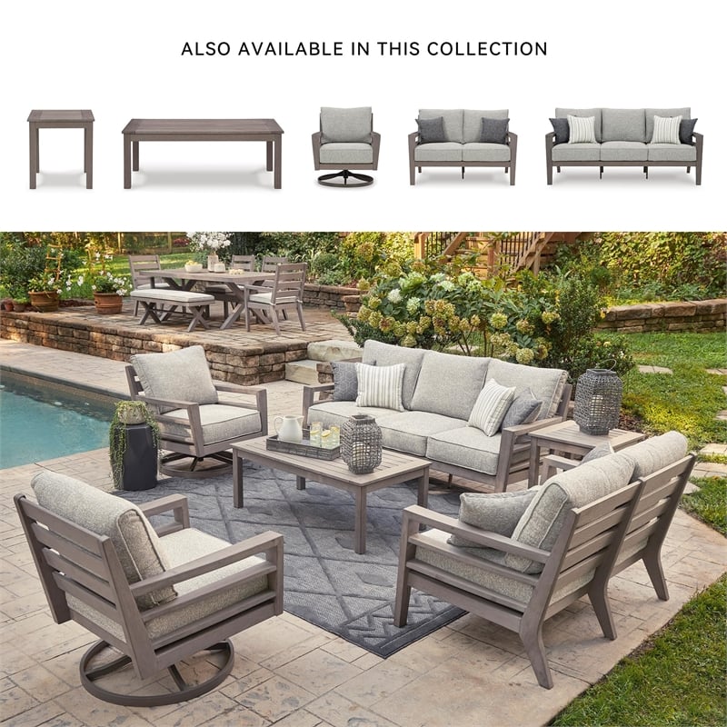 Signature Design by Ashley Hillside Barn Gray & Brown Outdoor Sofa with Cushion