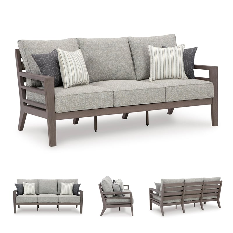 Signature Design by Ashley Hillside Barn Gray & Brown Outdoor Sofa with Cushion