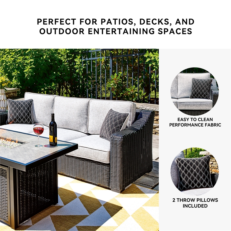 Ashley Furniture Beachcroft Black & Light Gray Outdoor Sofa with Cushion