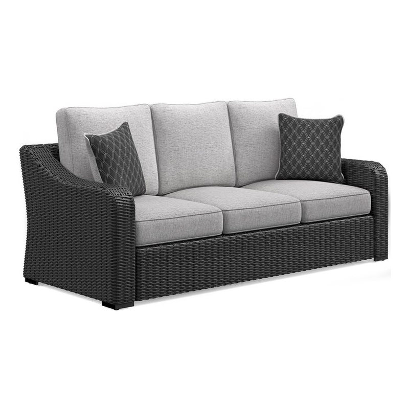 Ashley Furniture Beachcroft Black & Light Gray Outdoor Sofa with Cushion