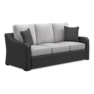 Ashley Furniture Beachcroft Black & Light Gray Outdoor Sofa with Cushion