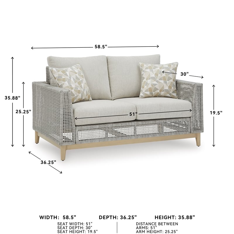 Signature Design by Ashley Seton Creek Gray Outdoor Loveseat with Cushion