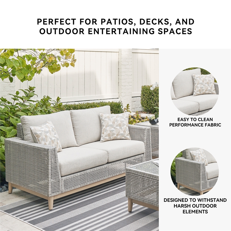 Signature Design by Ashley Seton Creek Gray Outdoor Loveseat with Cushion