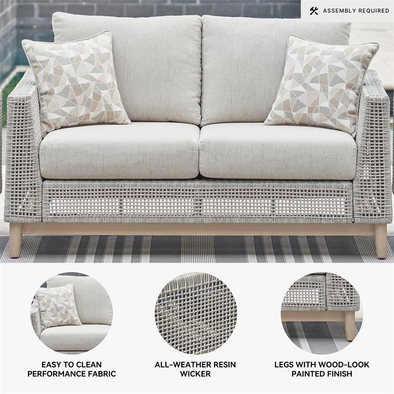 Signature Design by Ashley Seton Creek Gray Outdoor Loveseat with Cushion