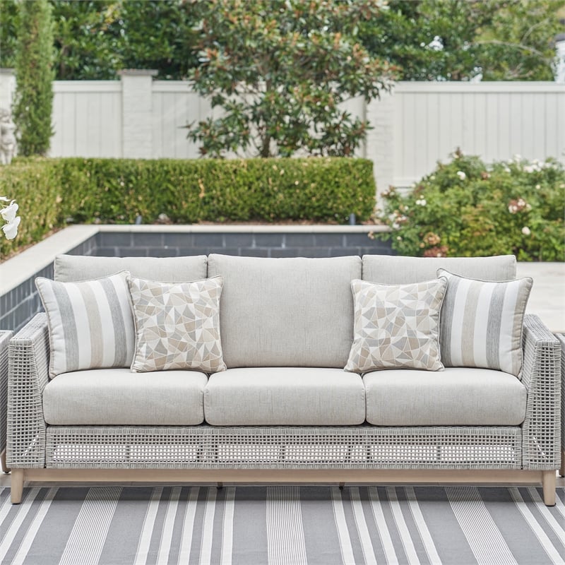 Signature Design by Ashley Seton Creek Gray Outdoor Sofa with Cushion