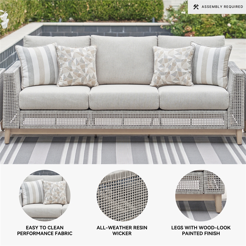 Signature Design by Ashley Seton Creek Gray Outdoor Sofa with Cushion