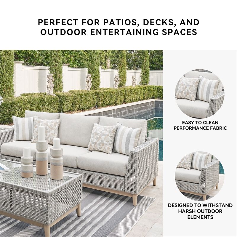 Signature Design by Ashley Seton Creek Gray Outdoor Sofa with Cushion