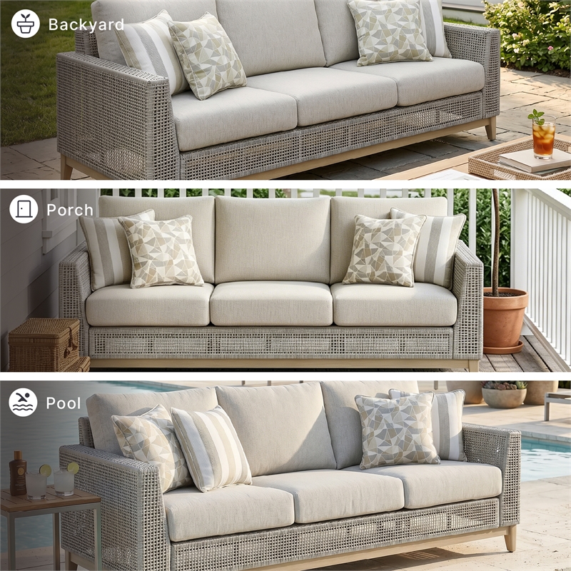 Signature Design by Ashley Seton Creek Gray Outdoor Sofa with Cushion