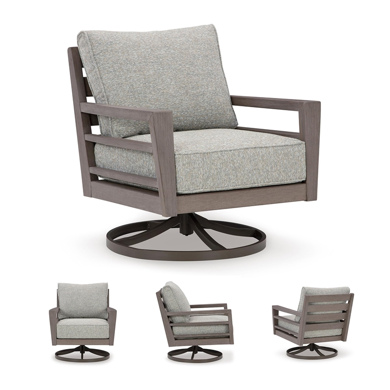 Ashley Furniture Hillside Barn Gray & Brown Outdoor Swivel Lounge with Cushion